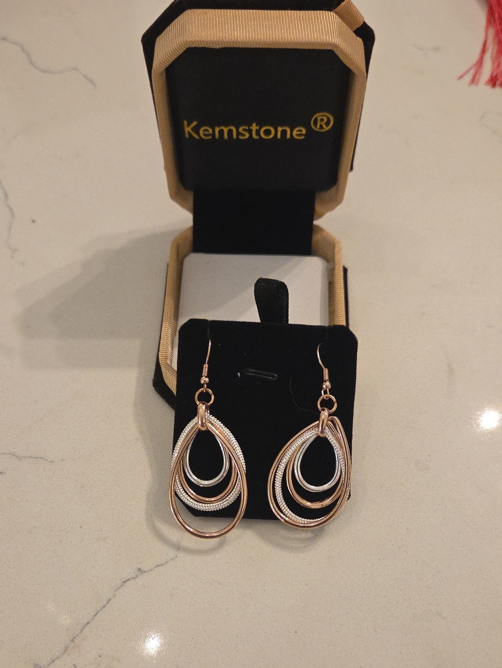 Rose Gold Multi-Loop Teardrop Earrings